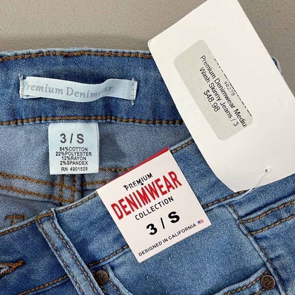 Premium Denimwear Collection NWT Jeans Wash Skinny Blue Denim 3 Small S - Picture 8 of 11